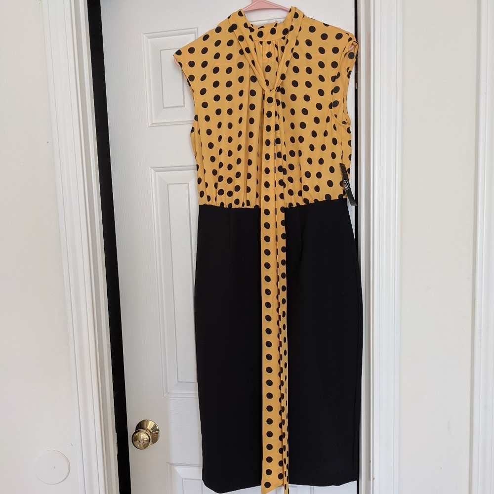 Yellow and black polka dot Dress